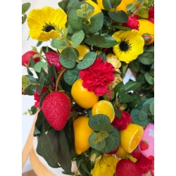 Wianek na drzwi Truskawkowo - Cytrynowy Sorbet 45 cm